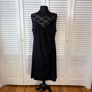 Dress Barn | Black Midi Dress with Lace Detail | Size 16
